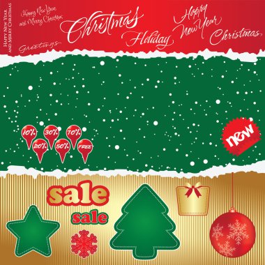 Set of elements for a winter discount clipart