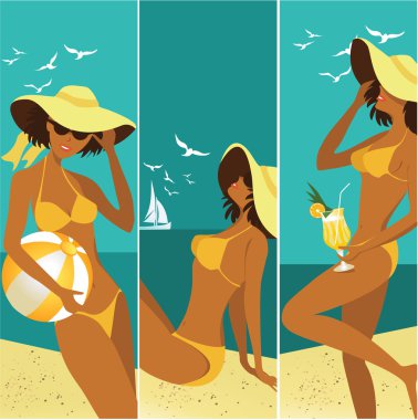 Hot summer banners clipart