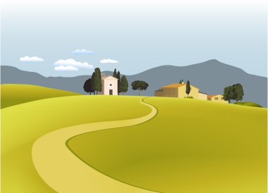 Country landscape with mountains clipart