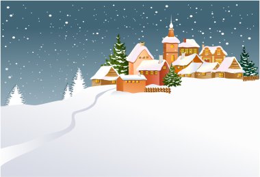 Winter town clipart