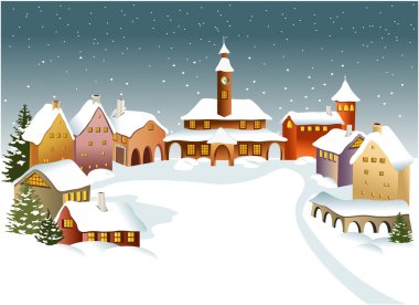 Winter town clipart