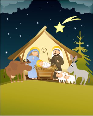 Christmas nativity scene clipart