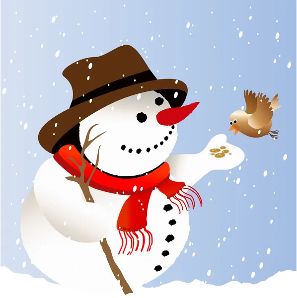 Lykkelig snømann – stockvektor