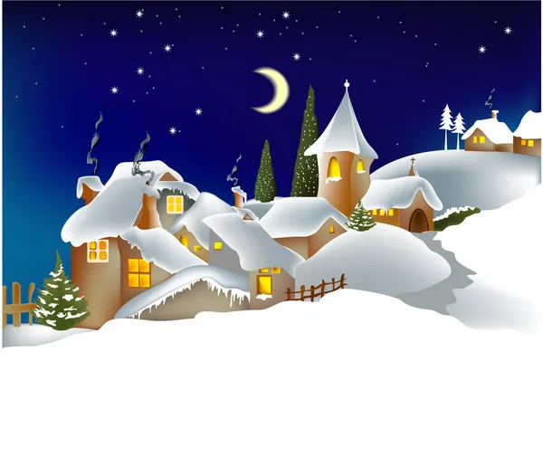 Noel kış kasabası — Stok Vektör