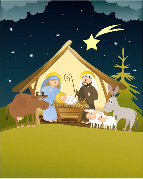 Christmas nativity scene — Stock Vector