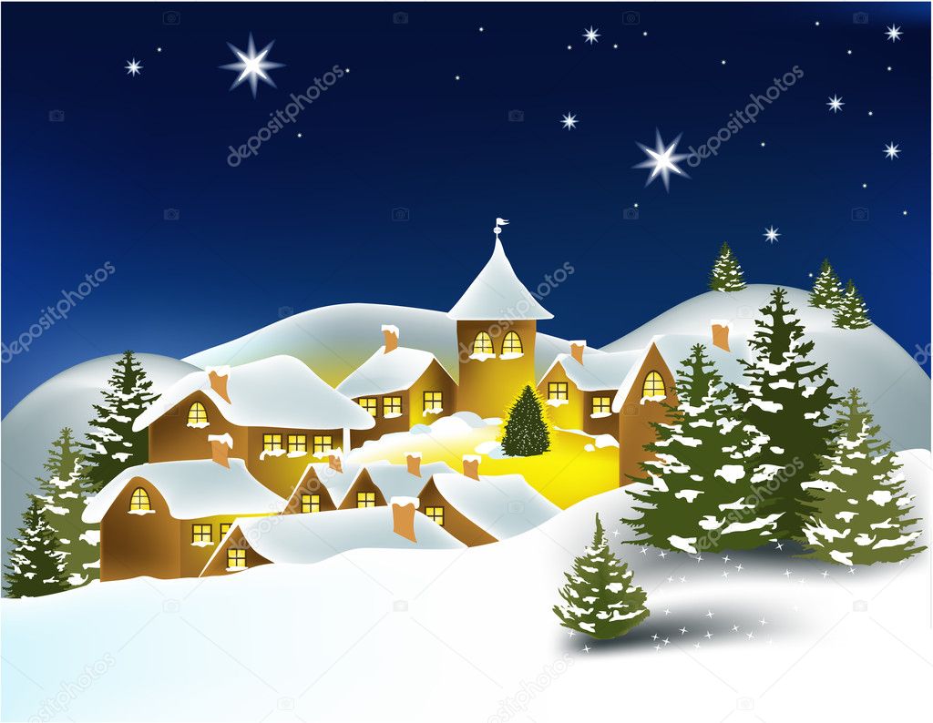 Christmas winter town — Stock Vector © agnieszka #6770679