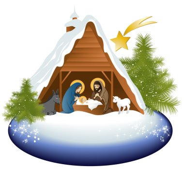 Christmas nativity scene clipart