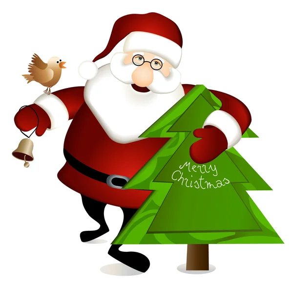 サンタクロースとクリスマスツリー — ストックベクタ