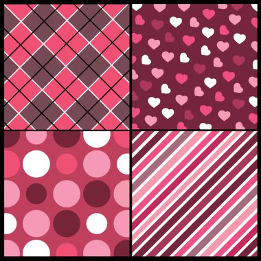 A set of 4 vector patterns for Valentines day clipart