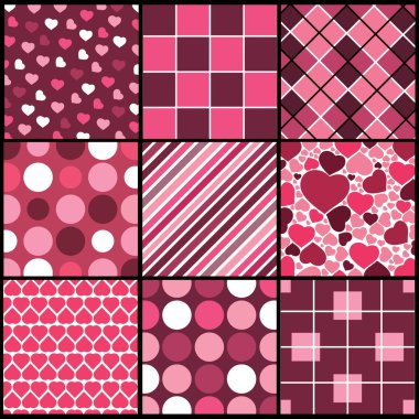 A set of 9 vector patterns for Valentines day clipart