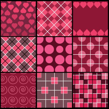 A set of 9 vector patterns for Valentines day clipart