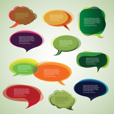 Collection of Colorful Speech And Thought Bubbles Background Vector clipart