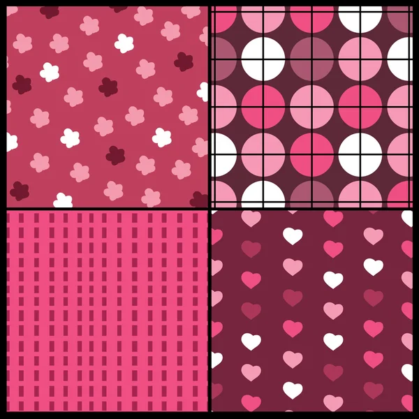 Set of 4 vector patterns for Valentines Day — Stock Vector