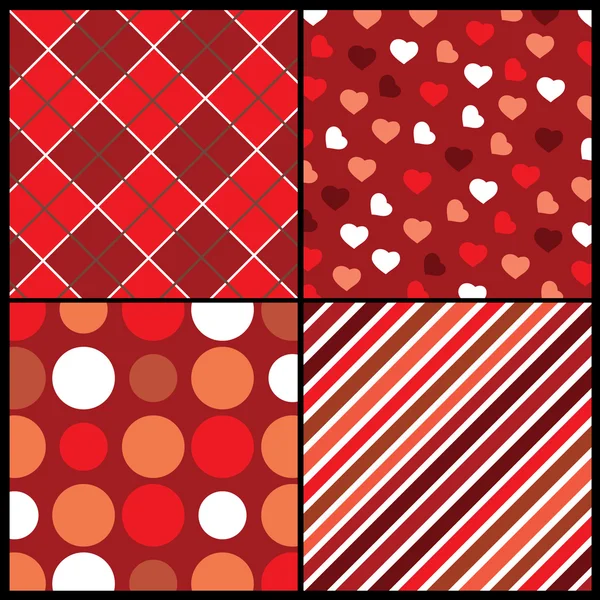 Un ensemble de 4 motifs vectoriels pour la Saint Valentin — Image vectorielle