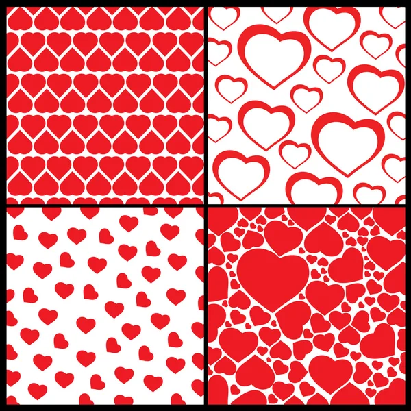 A set of 4 vector patterns for Valentines Day — Stock Vector
