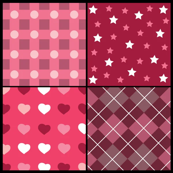 Een set van 4 vector patronen voor valentines day — Stockvector