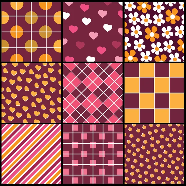 Un ensemble de 9 motifs vectoriels pour la Saint Valentin — Image vectorielle
