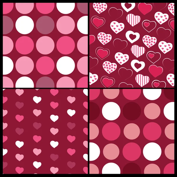 Een set van 4 vector patronen voor valentines day — Stockvector