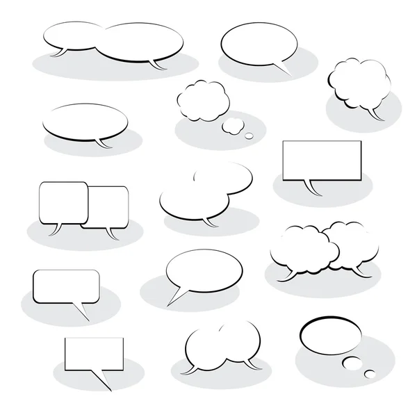 14 Speech And Thought Bubbles — Stock Vector