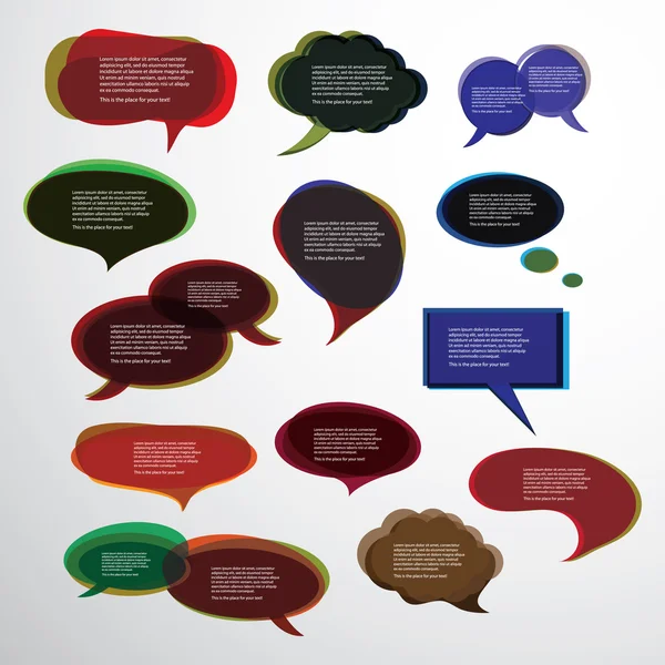 Collection of Colorful Speech And Thought Bubbles Background Vector — Stock Vector