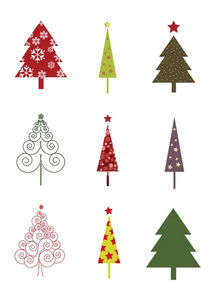Mooie en kleurrijke kerstbomen — Stockvector