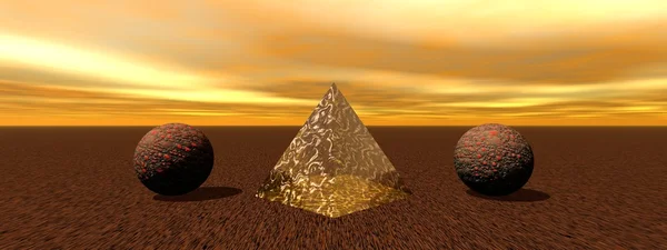 Пирамиды и шары — стоковое фото