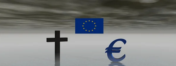 Euro and cross — Stock Photo, Image