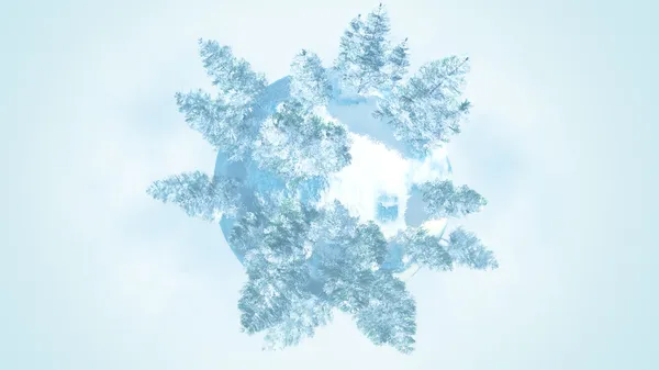 Зимові ялинки. (Мініатюрна планета ) — стокове фото