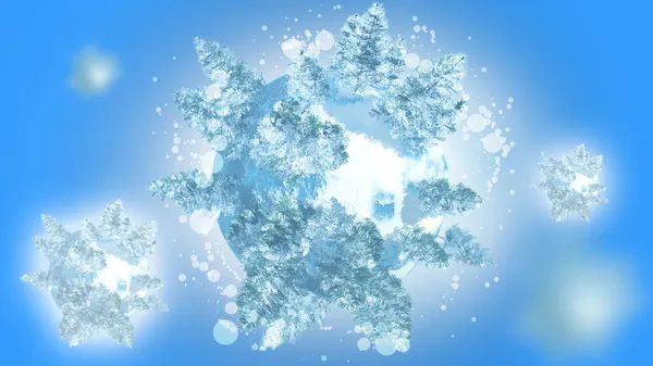 冬天的圣诞树。(微型行星) — 图库照片