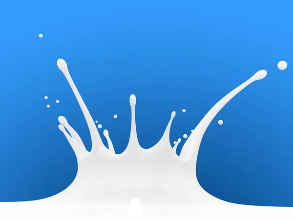 Плеск молока на голубом — стоковое фото