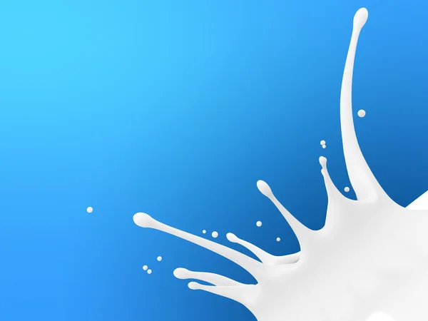 Splash mleko na niebieski — Zdjęcie stockowe