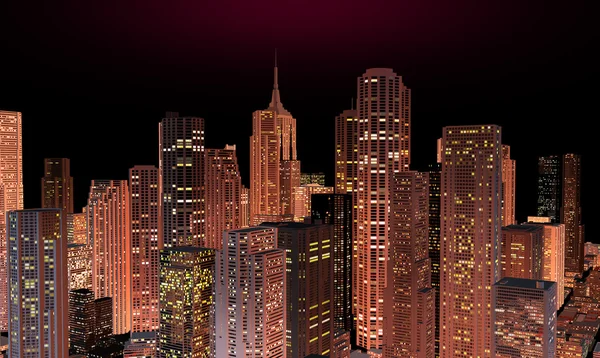 Skyline in de nacht — Stockfoto