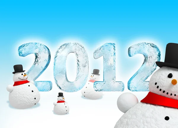 2012 年新年の前夜 (幸せな雪だるま) — ストック写真