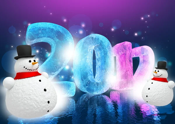 New Year Eve 2012 (Happy snowman) — Stock Photo, Image