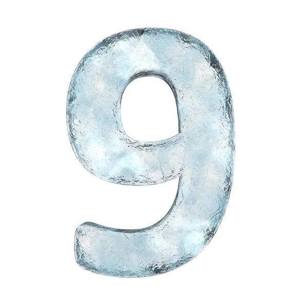 冰的字母数字 9 (高清晰度上白色孤立) — 图库照片