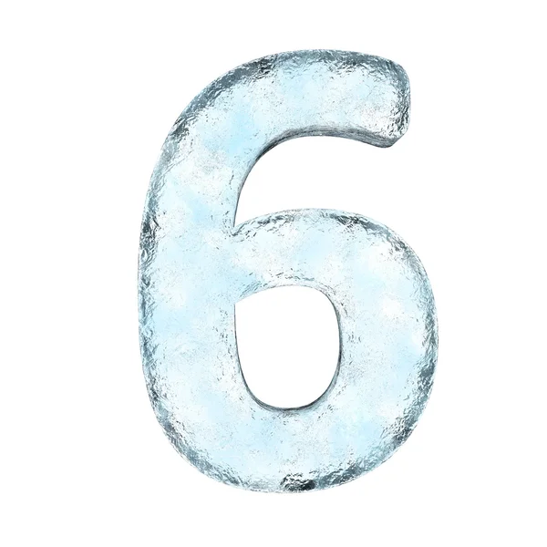 Alfabeto de hielo el número 6 (Alta definición aislada en blanco ) — Foto de Stock