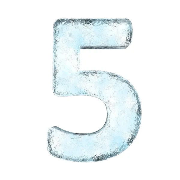 Alfabeto de gelo o número 5 (Alta definição isolada em branco ) — Fotografia de Stock