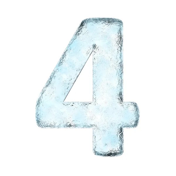 Alfabeto de hielo el número 4 (Alta definición aislada en blanco ) — Foto de Stock
