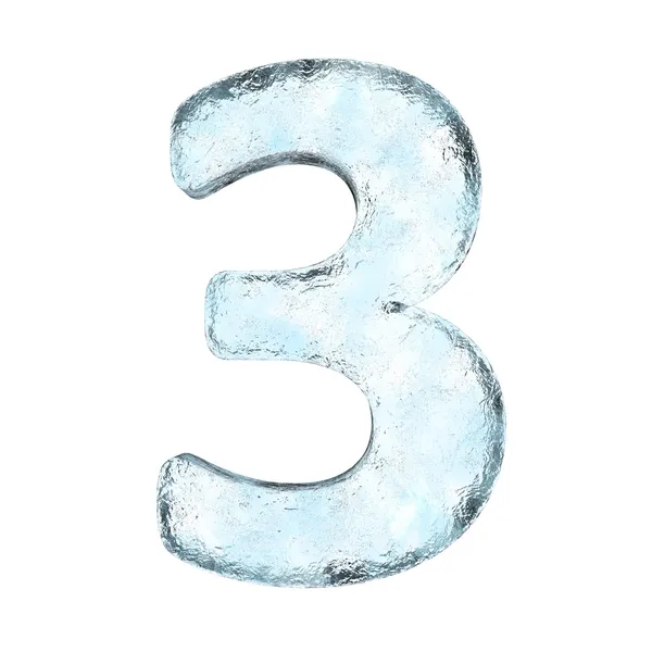 Alfabeto di ghiaccio il numero 3 (alta definizione isolata su bianco ) — Foto Stock