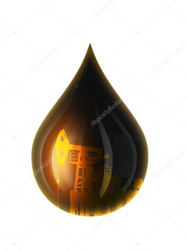 Oil Drop Isolated on white. 3D render.