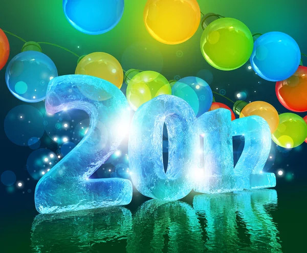2012 年新年の前夜 (氷の数字) — ストック写真