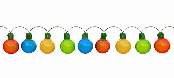 Seamless string of Christmas lights isolated on white — Stock Photo, Image