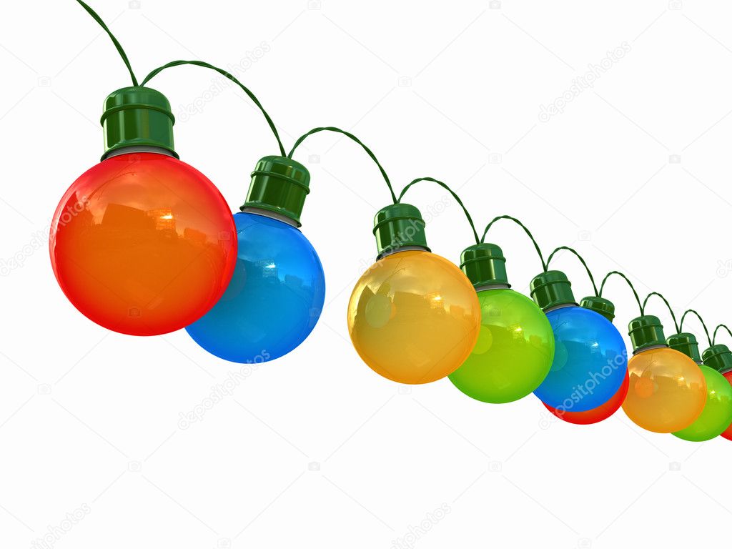 Christmas lights isolated on white