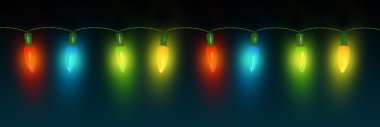 Christmas lights isolated on dark clipart