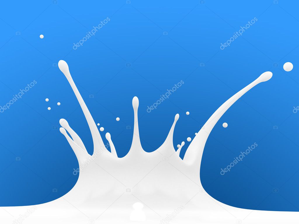 Splash of milk on a blue background
