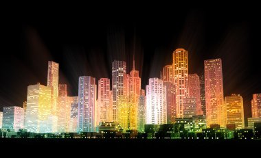 Finance District at Night clipart