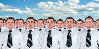 Many identical businessmen clones clipart