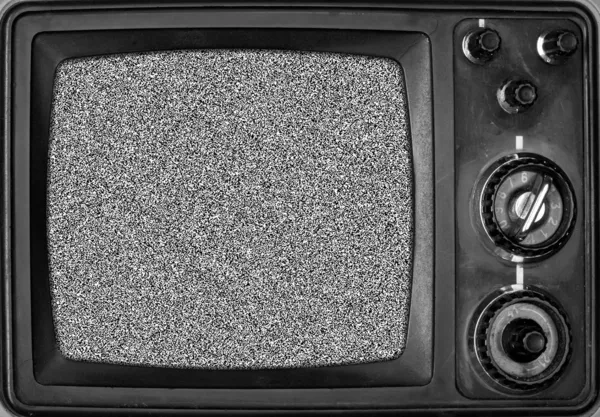 Vintage tv z hałasem na ekranie — Zdjęcie stockowe