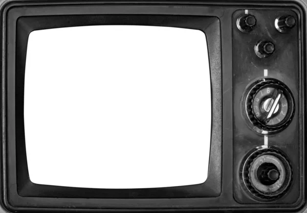Vintage tv med isolerade skärm — Stockfoto