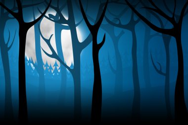 Terrify night forest clipart